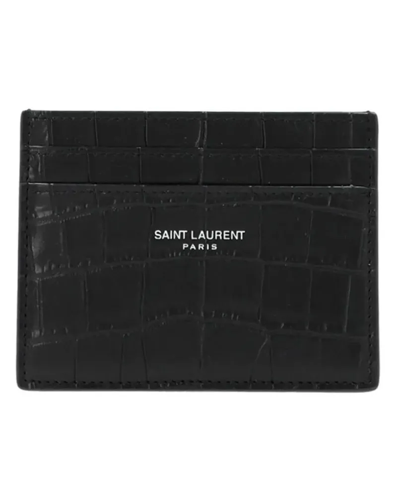Saint Laurent Portemonnaies Logo Card Holder schwarz Schwarz