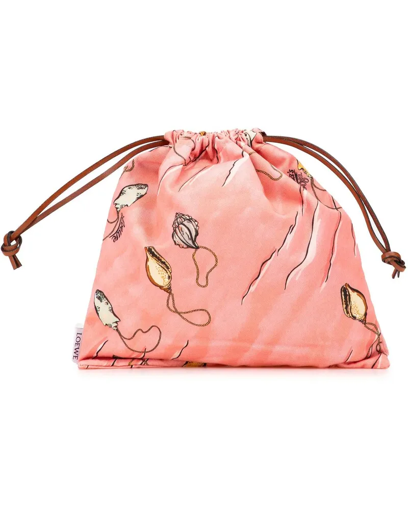 Loewe Kosmetiktaschen Paulas Ibiza Canvas Seashell Print Drawstring Pouc rosa Gold