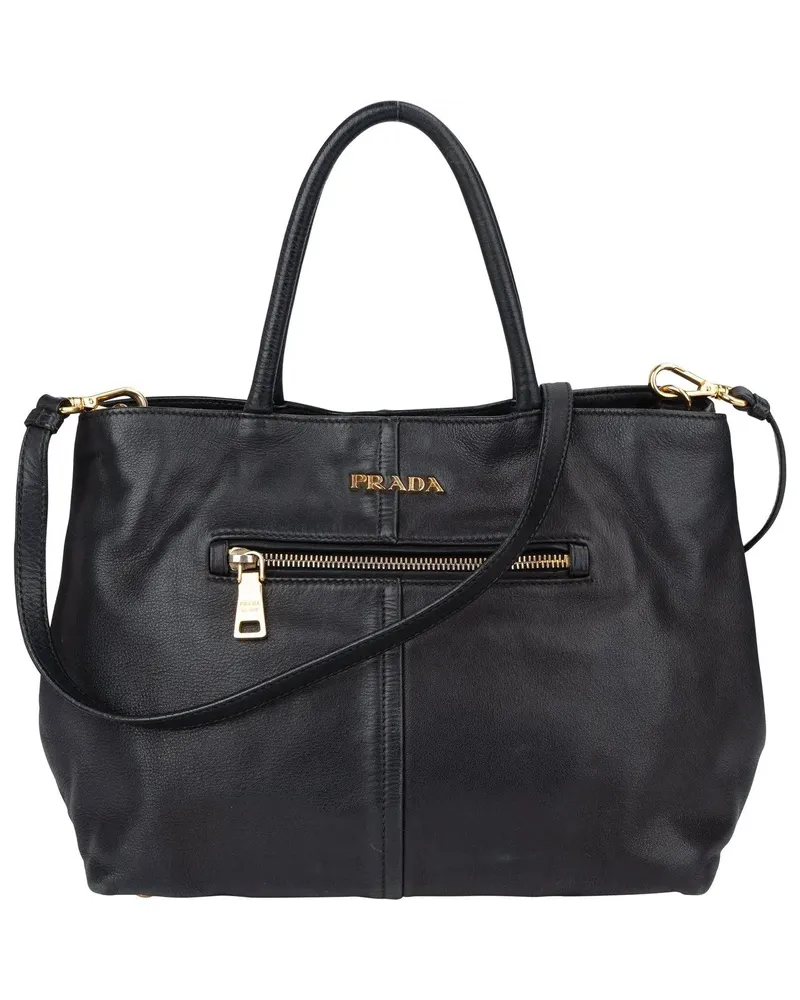 Prada Crossbody Bags  Black Calf Leather City Handbag schwarz Schwarz