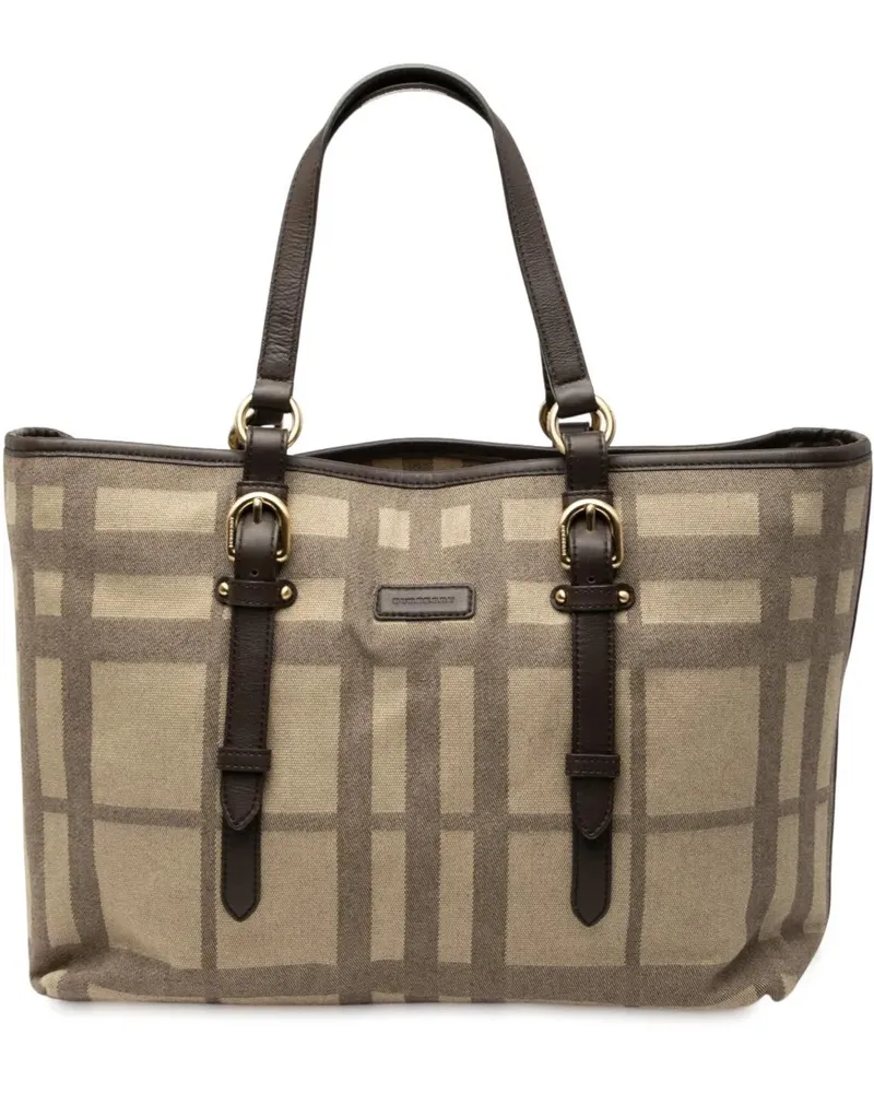 Burberry Shopper Tonal Check Canvas Tote braun Braun