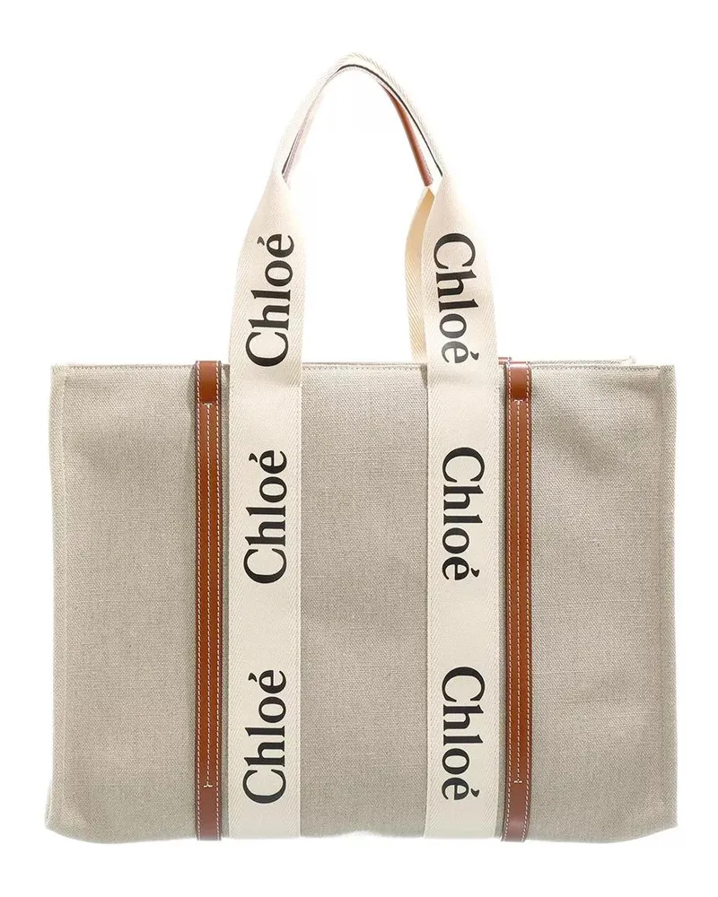 Chloé Tote Large Woody Tote Bag Beige