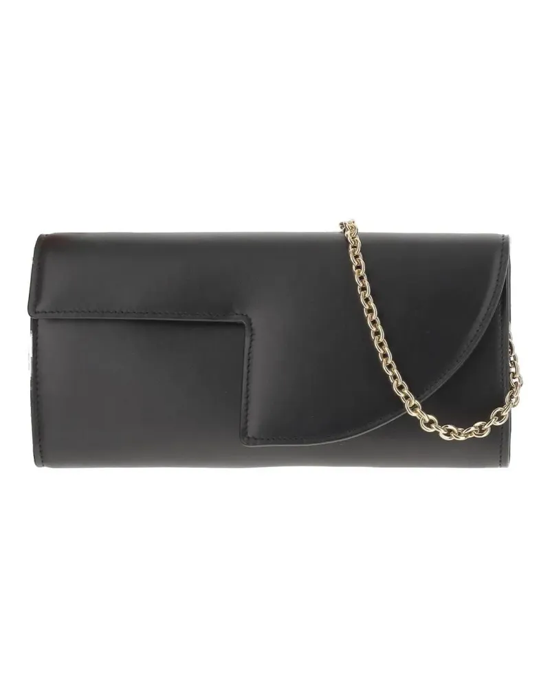 Patou Clutches Rectangular Leather Clutch Bag grau Grau
