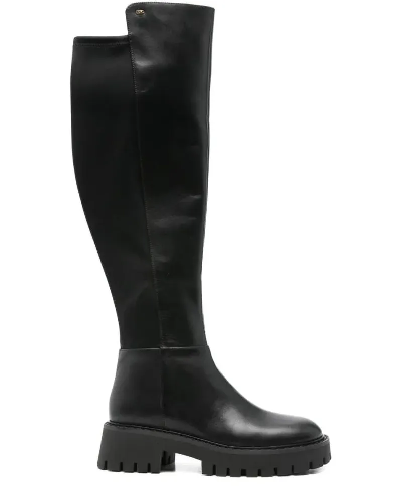 Michael Kors Stiefel Black Ankle Boots With Textured Back Panel schwarz Schwarz