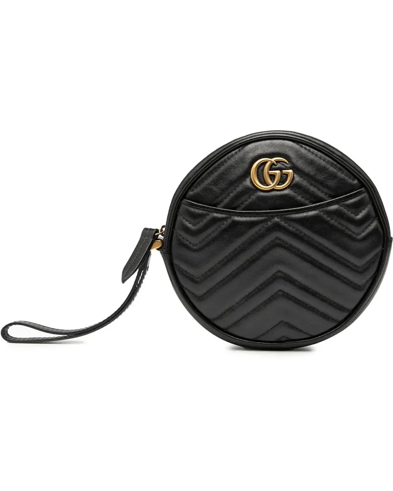 Gucci Clutches GG Marmont Matelasse Leather Round Wristlet Clutch schwarz Schwarz