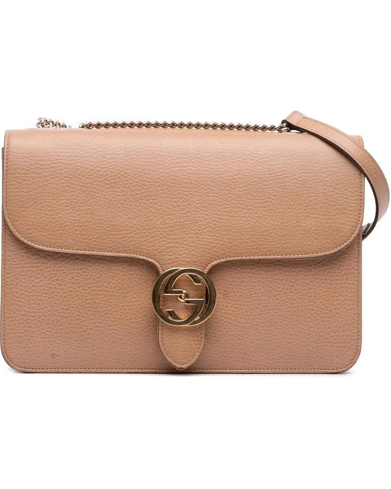 Gucci Hobo Bags Medium Dollar Calfskin Interlocking G Crossbody braun Braun