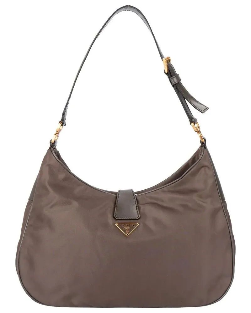 Prada Crossbody Bags  Grey Nylon Triangle Turnlock Shoulder Bag bunt Bunt