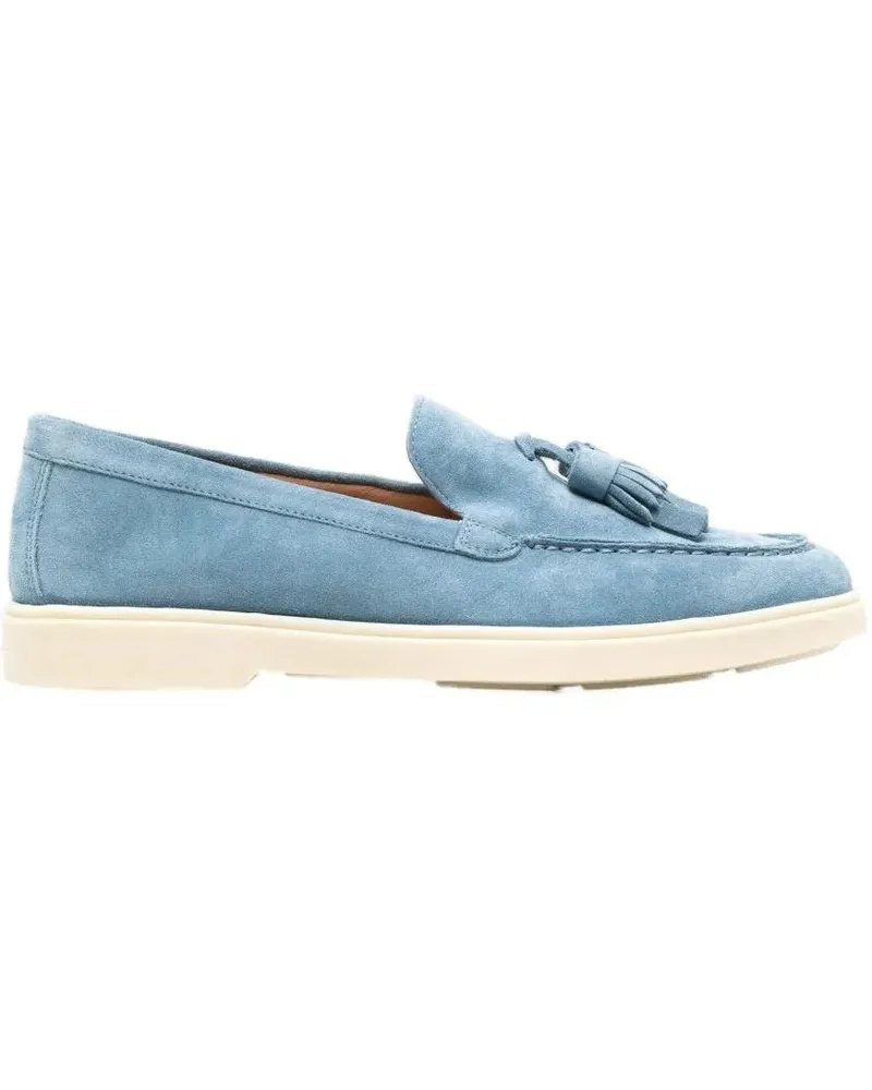Santoni Blue Suede Loafers blau Blau