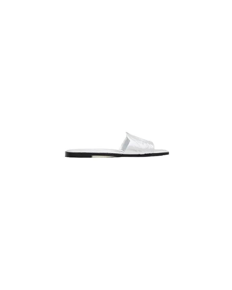 Alexander McQueen Sandalen Flat Leather Slide Sandal silberfarben 
