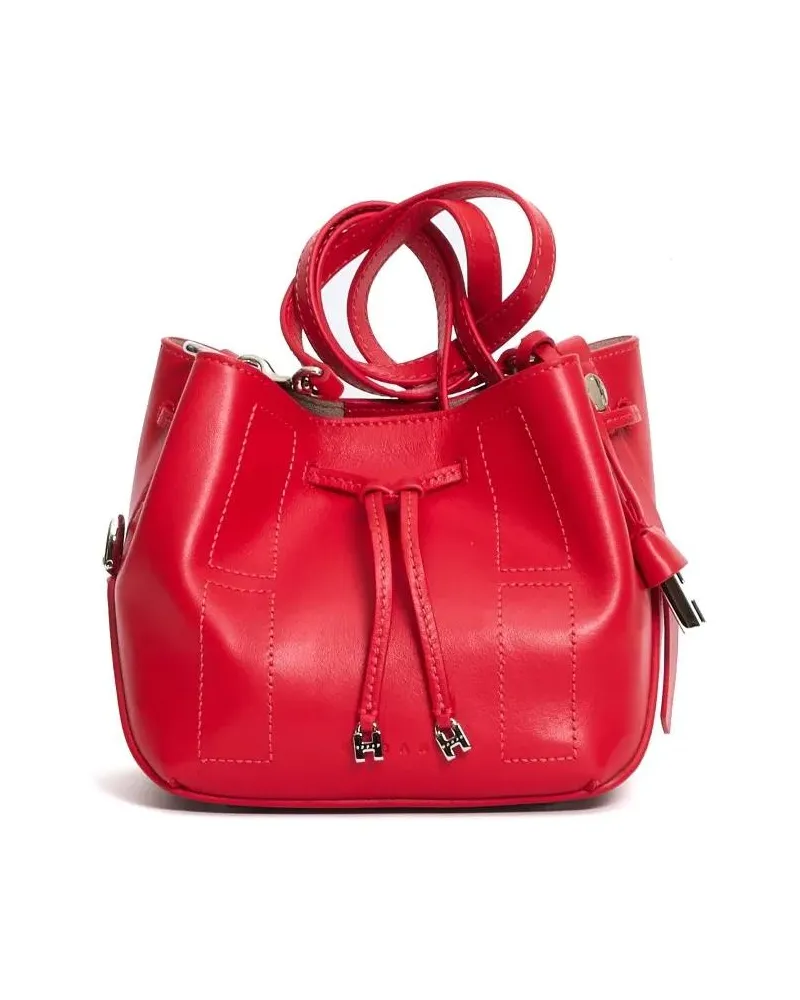 Hogan Beuteltaschen Mini Red Leather Bucket Bag With Adjustable Strap rot Rot