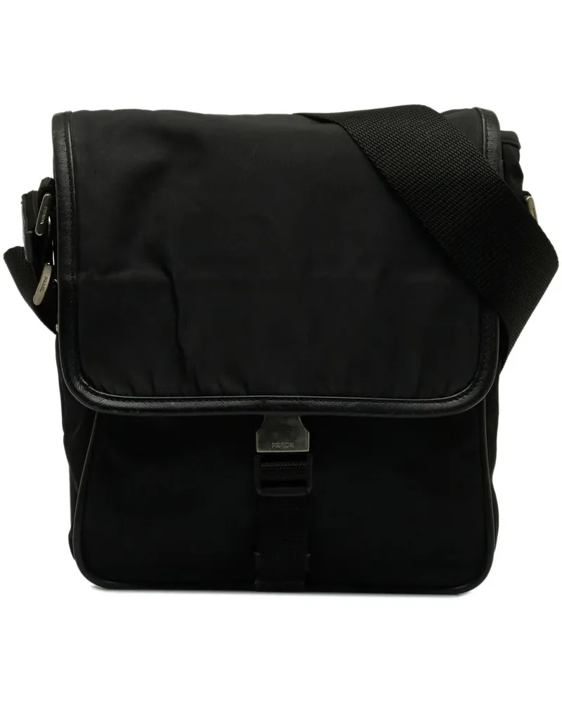 Prada Hobo Bags 2010-2023 Tessuto Buckle Messenger Bag schwarz Schwarz