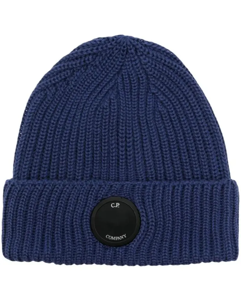 C.P. Company Caps & Mützen Lens Detail Beanie Hat blau Blau
