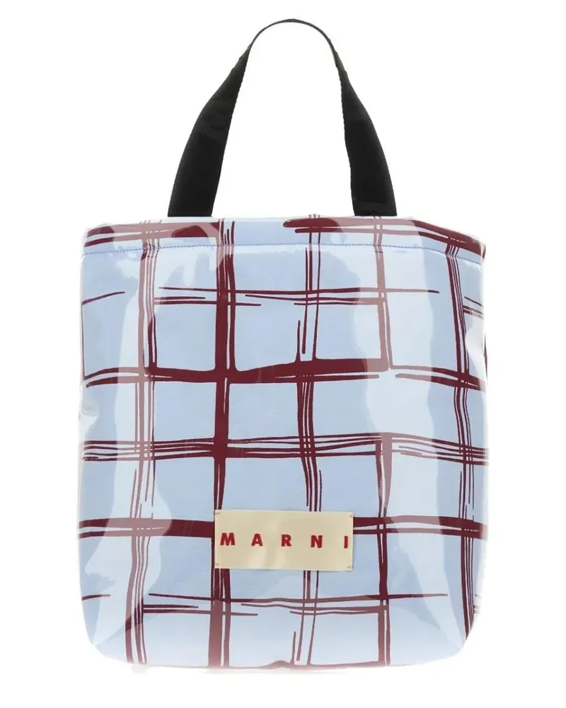 Marni Shopper & Totes Glossy Coated Canvas Tote Bag With Double Handles blau Blau