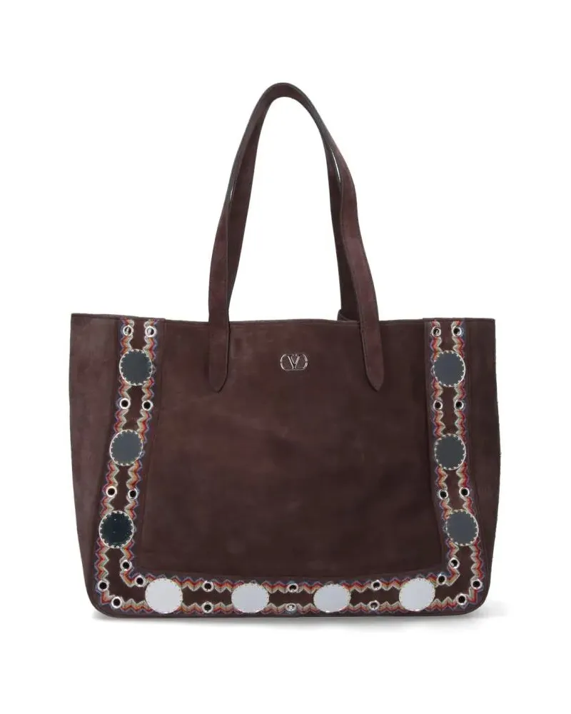 Valentino Garavani Shopper & Totes Nellcôte Tote Bag With Embroidered Details braun Braun