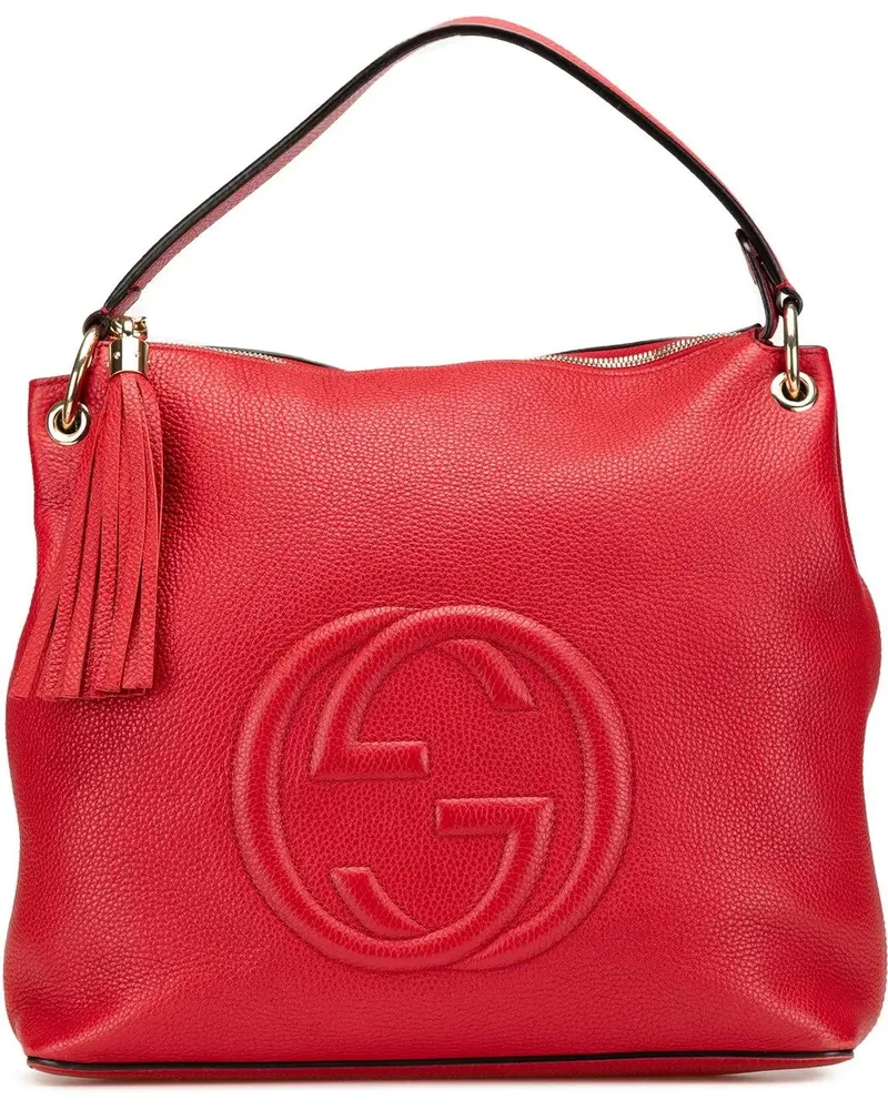 Gucci Hobo Bags Large Pebbled Calfskin Soho Convertible Hobo rot Rot