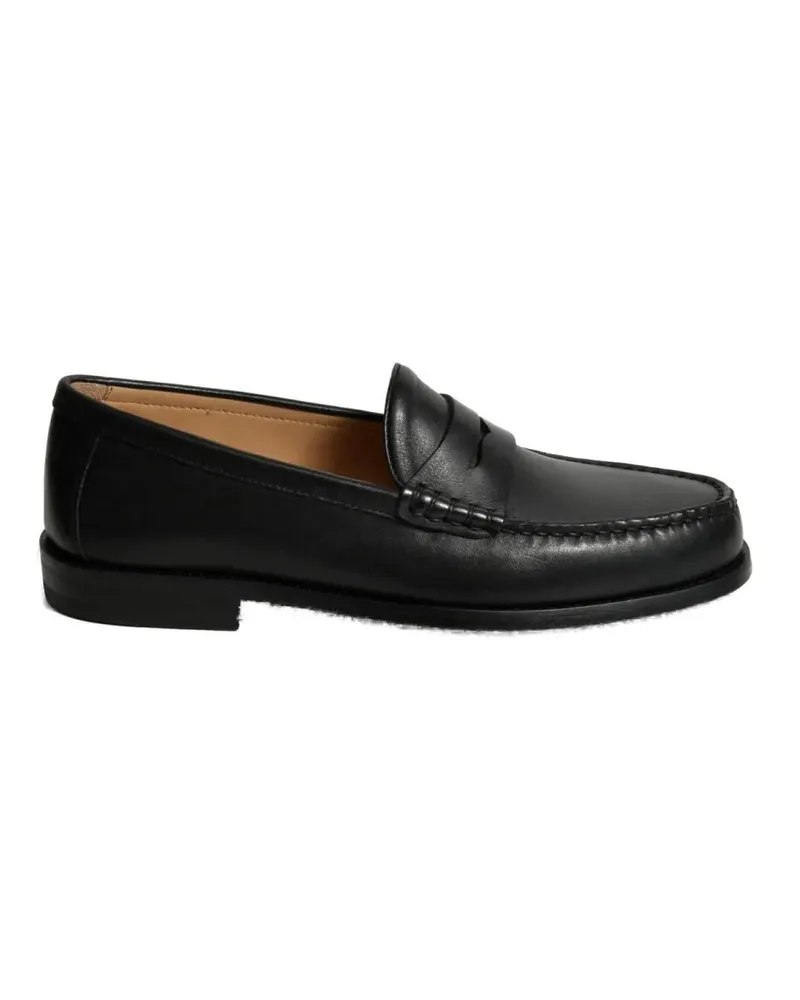 Rossano Bisconti Loafer Black Leather Wolf Mouth Mask Moccasin schwarz Schwarz