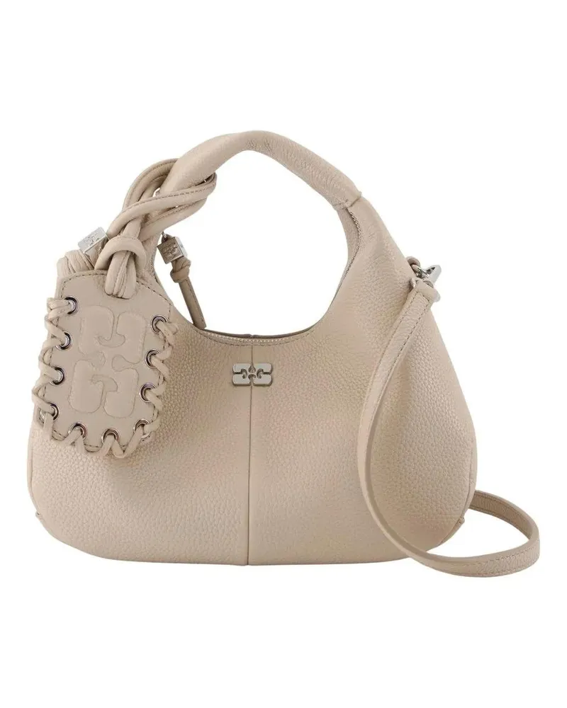 Ganni Clutches Mini Grained Purse - Synthetic - White beige Beige