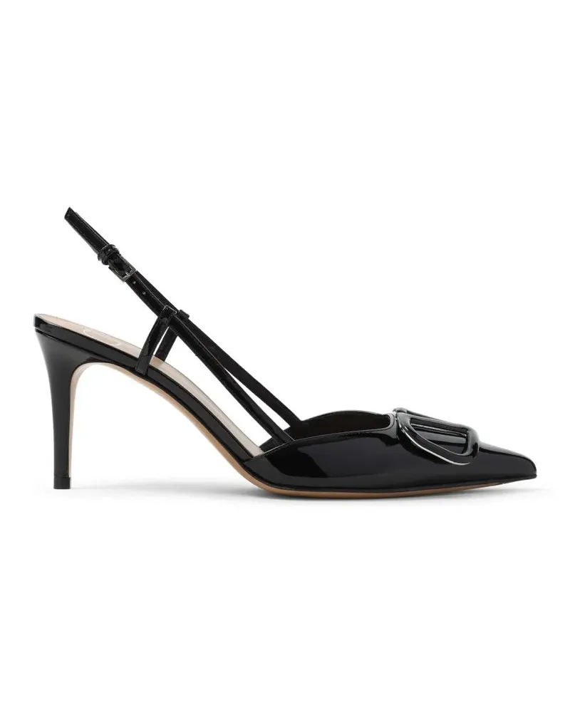 Valentino Garavani Hohe Schuhe Black Patent Leather V Logo Signature Sling Back schwarz Schwarz
