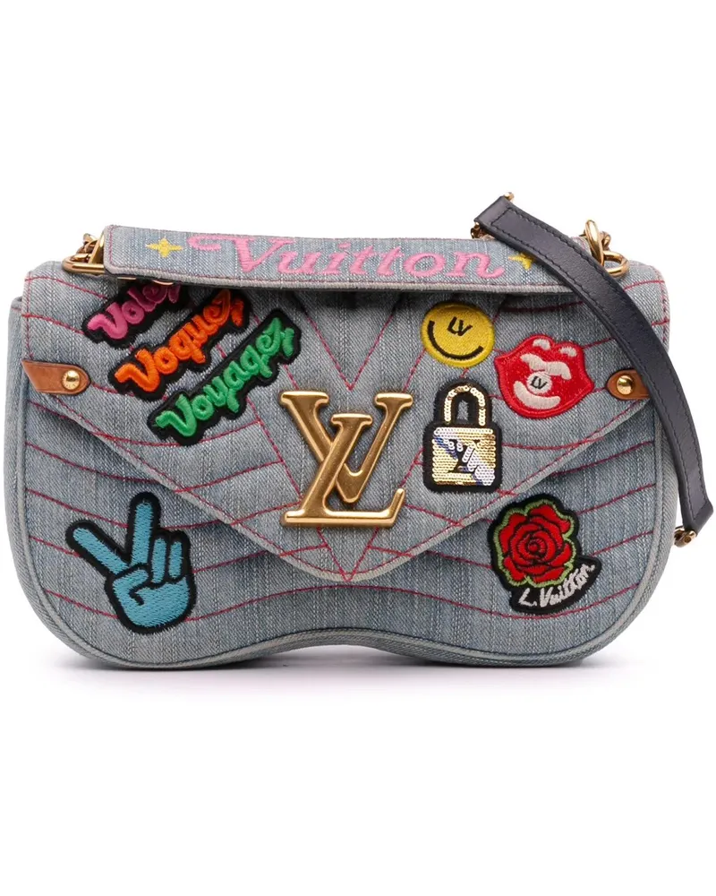 Louis Vuitton Hobo Bags Limited Edition Denim Patches New Wave Chain MM blau Blau