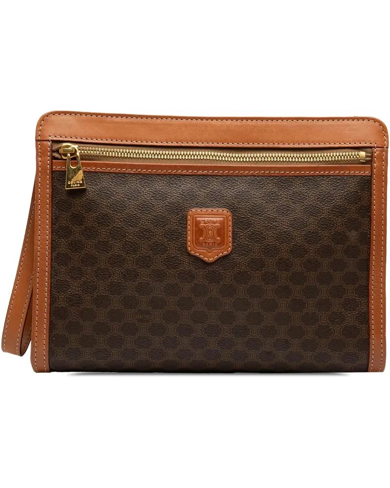 Celine Clutches Macadam Coated Canvas Clutch braun Braun