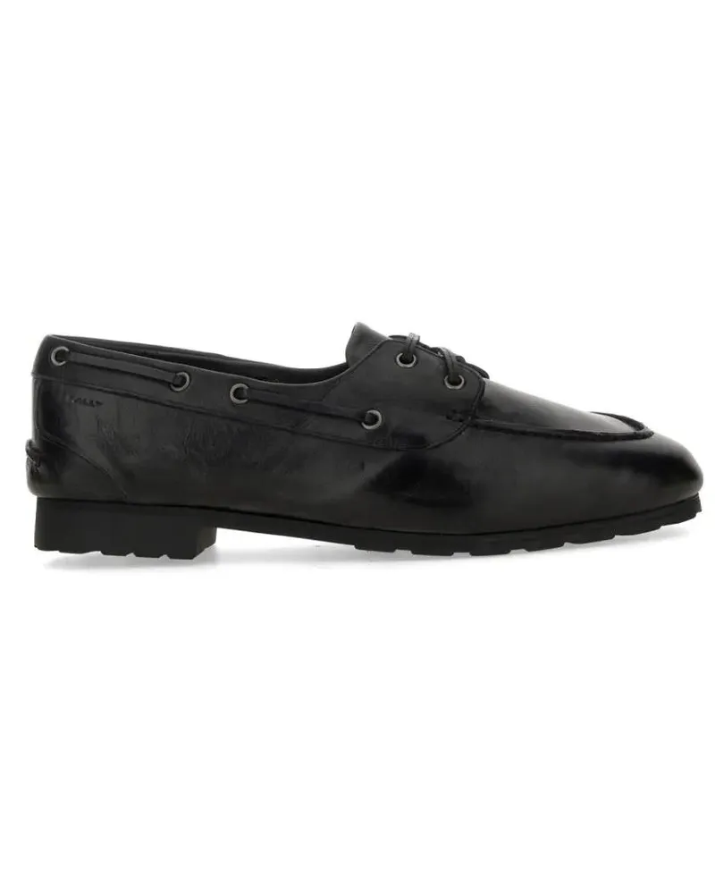 Bally Smooth Leather Loafers With Decorative Lacing schwarz Schwarz