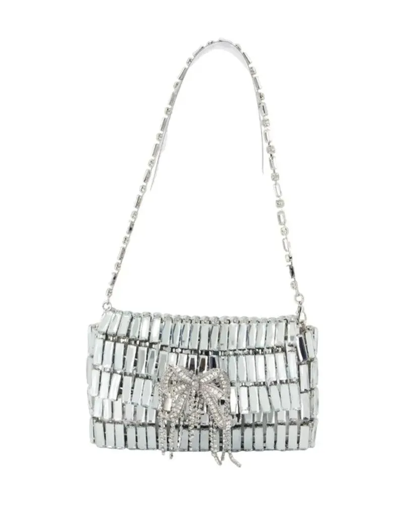 Self-Portrait Hobo Bags Crystal Bow Mini Shoulder Bag - Metal - Silver weiß Weiß