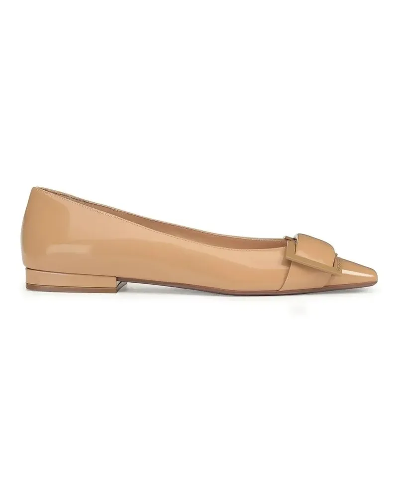 Sergio Rossi Leather Ballerina Flats With Glossy Finish And Dec braun Braun