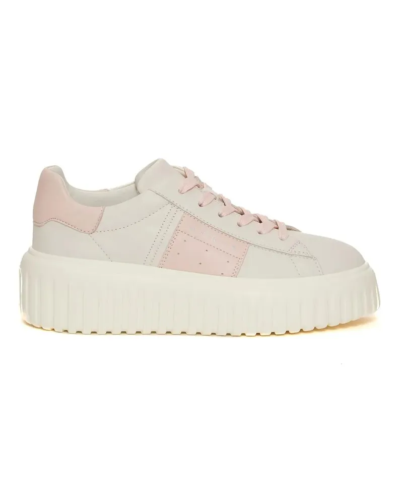 Hogan Low-Top Sneaker H Stripes Pelle Bianco Banda Rosa weiß Weiß