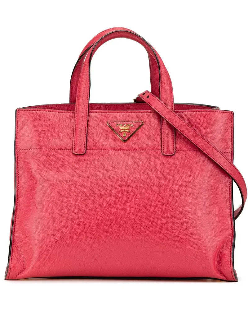 Prada Hobo Bags Saffiano Soft Triple Pocket Tote pink Rosa