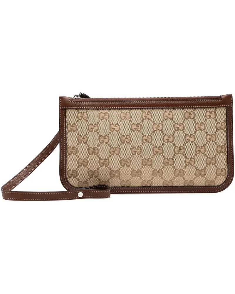 Gucci Kosmetiktaschen GG Canvas Wristlet Pouch braun Braun