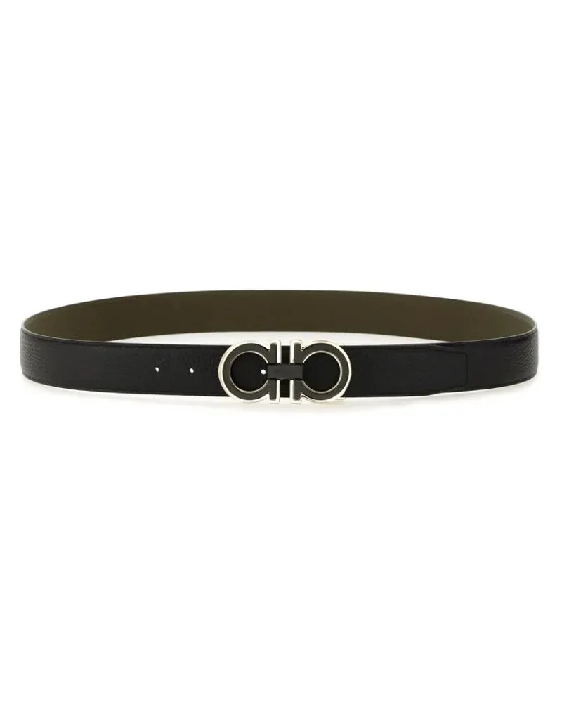 Ferragamo Gürtel Dual-Tone Calfskin Belt schwarz Schwarz