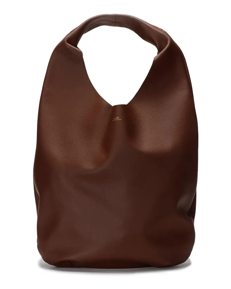 A.P.C. Crossbody Bags Textured Brown Leather Shoulder Bag braun Braun