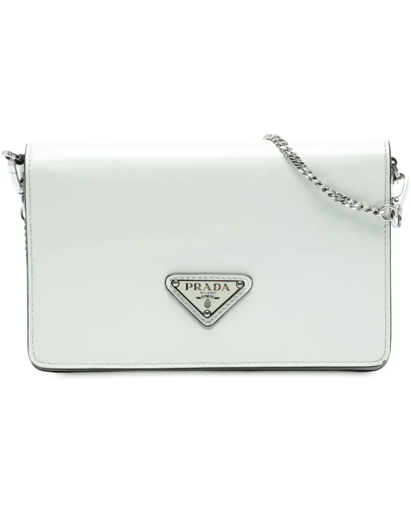 Prada Hobo Bags Mini Brushed Leather Chain Crossbody weiß Weiß