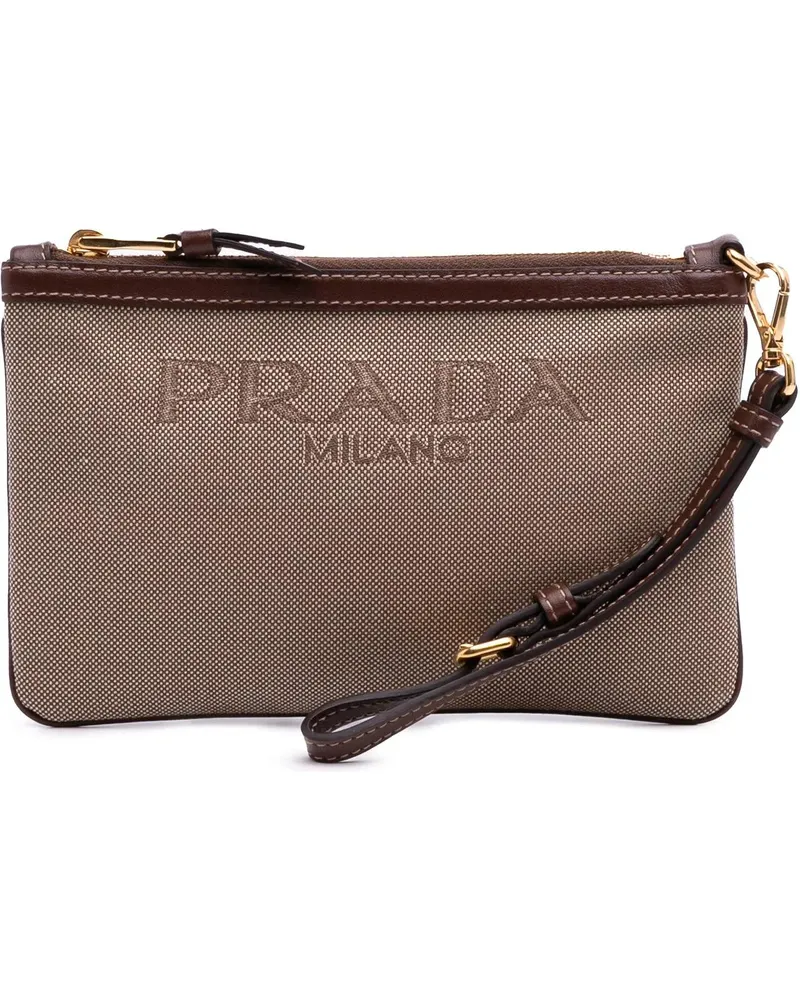 Prada Kosmetiktaschen Canvas Canapa Logo Pouch braun Braun