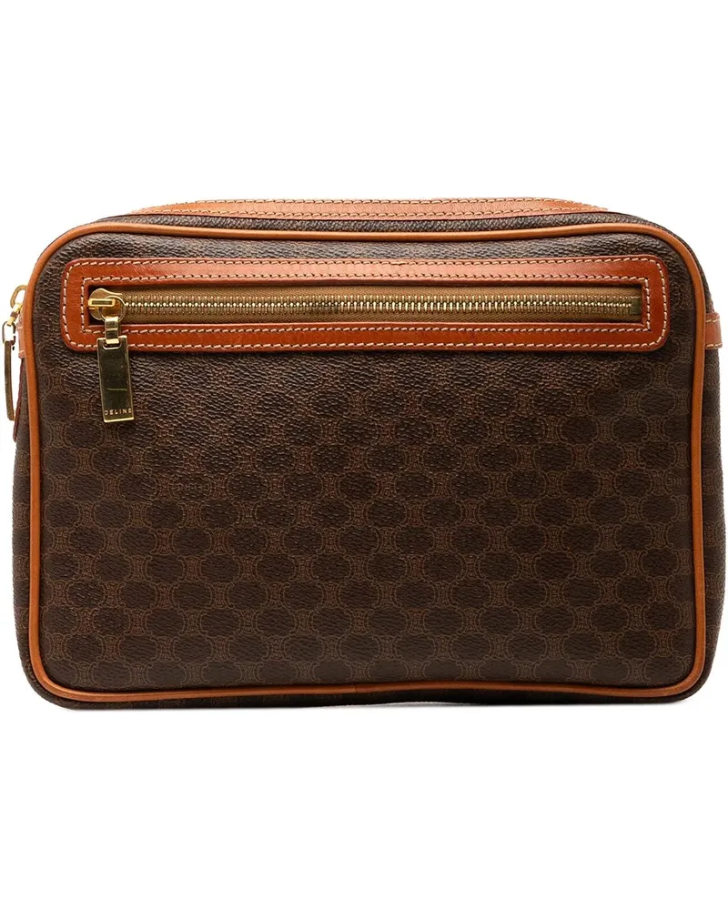 Celine Clutches Macadam Coated Canvas Clutch braun Braun