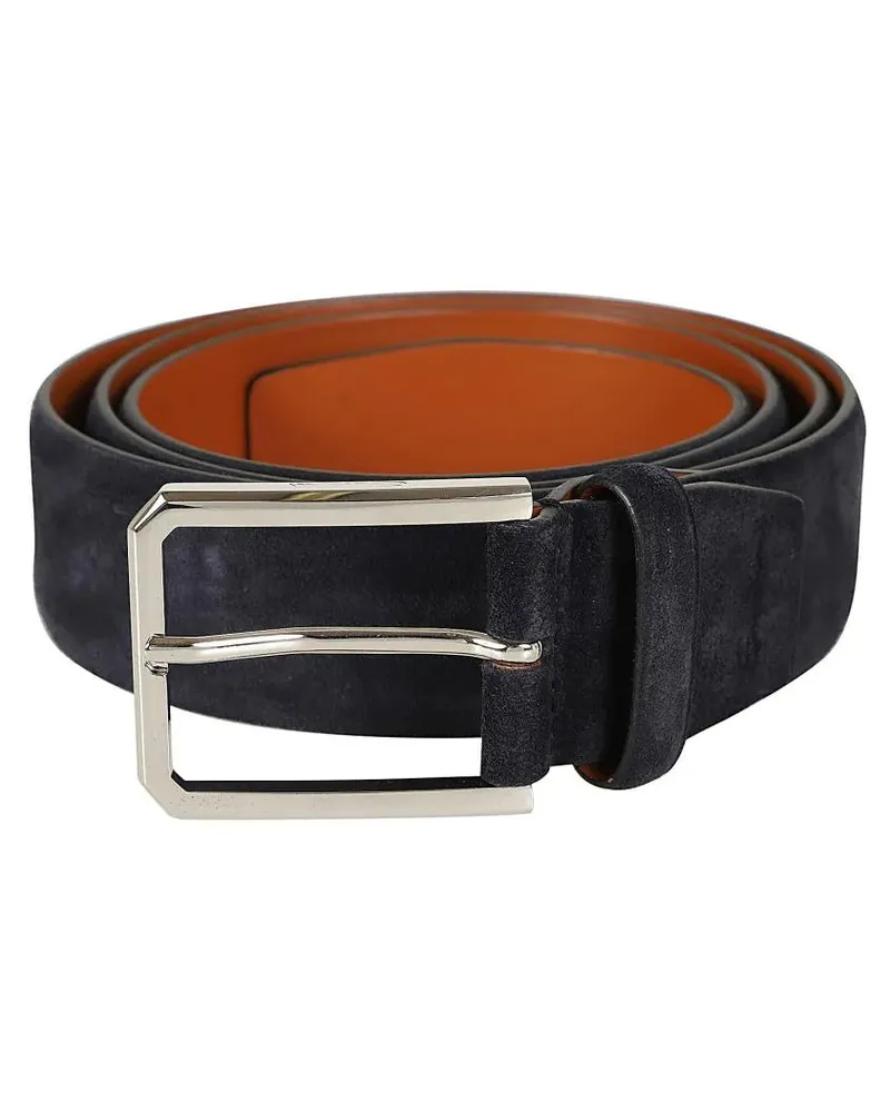 Santoni Gürtel Brown Premium Leather Belt schwarz Schwarz