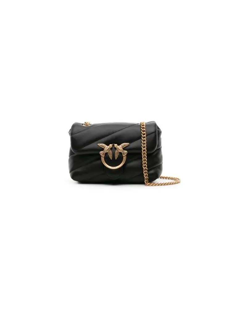 Pinko Hobo Bags Compact Quilted Bag With Gold-Tone Bird Clasp schwarz Schwarz