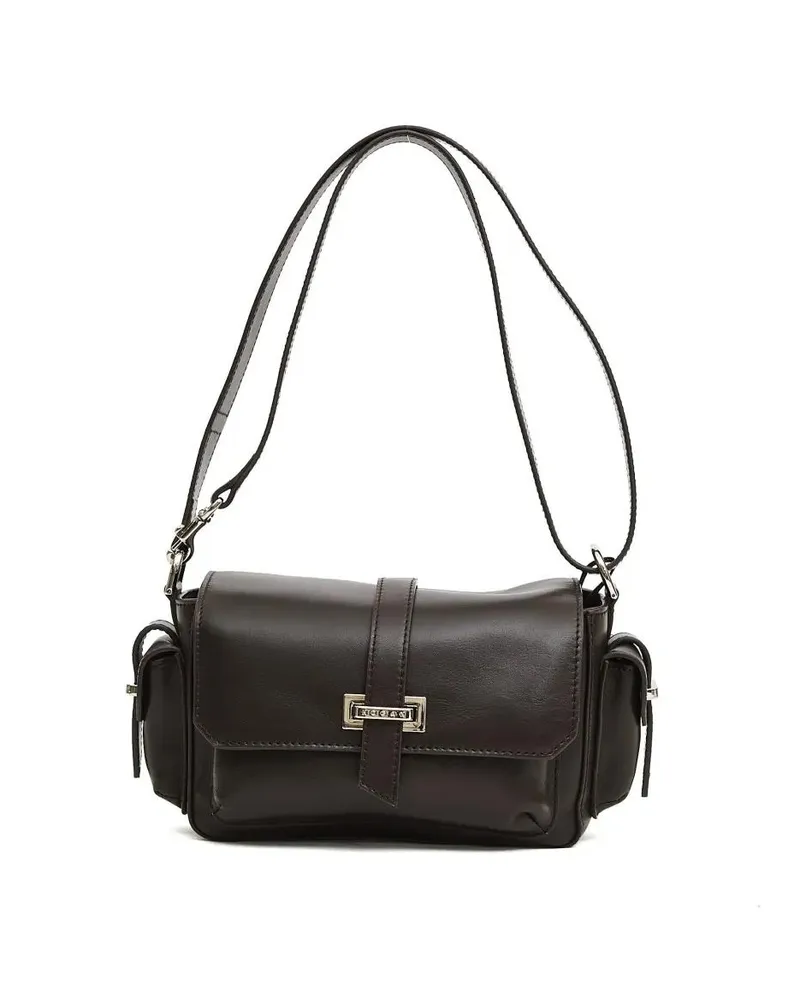 Hogan Hobo Bags Brown Leather Camera Bag schwarz Schwarz