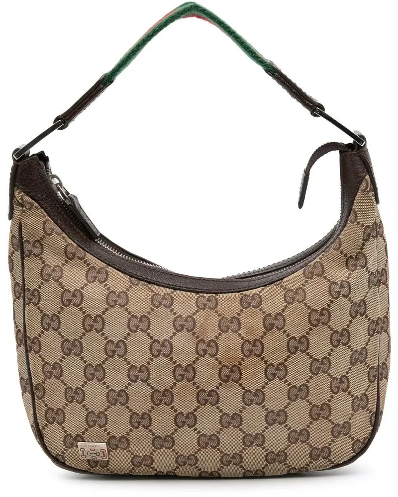 Gucci Hobo Bags Small GG Canvas Web Pop Shoulder Bag braun Braun