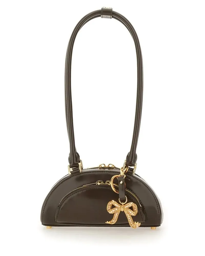 Self-Portrait Hobo Bags Mini Leather Shoulder Bag With Decorative Charm schwarz Schwarz