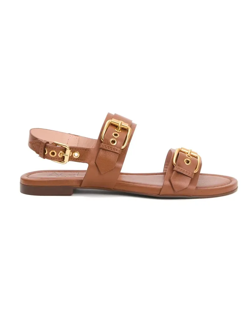 Attilio Giusti Leombruni Sandalen Low Cuoio Sandals With Gold Buckles braun Braun