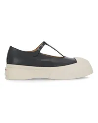 Marni Loafers & Ballerinas Black Leather Sneakers Schwarz