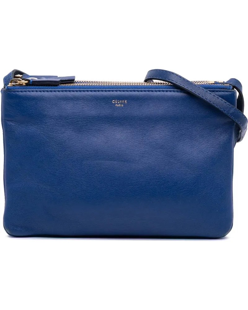 Celine Hobo Bags Small Lambskin Trio Crossbody blau Blau