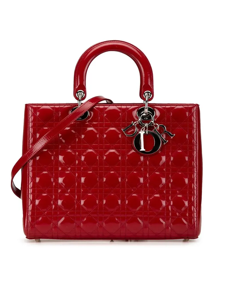 Dior Hobo Bags Large Patent Cannage Lady Dior rot Rot