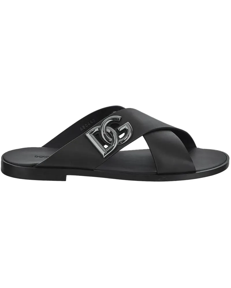 Dolce & Gabbana Stiefel Leather Sandals schwarz Schwarz