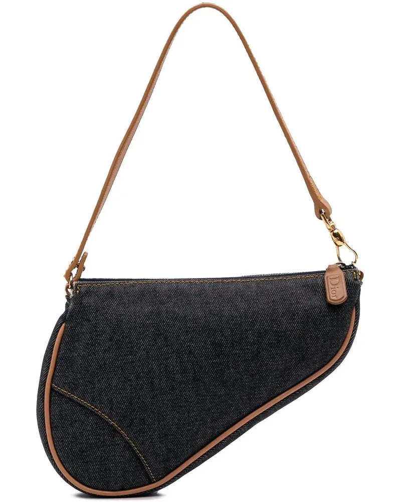 Dior Hobo Bags Mini Denim Saddle Pochette blau Blau