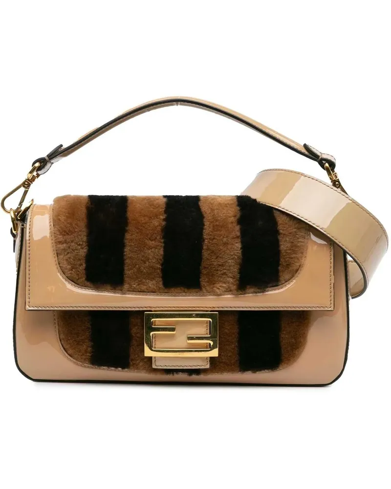 Fendi Hobo Bags 2010-2024 Shearling Pequin Baguette Satchel braun Braun