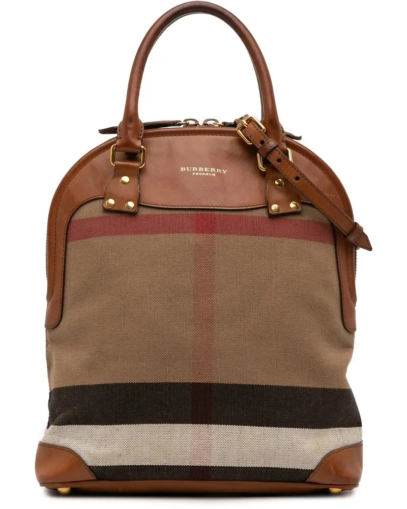 Burberry Hobo Bags Medium Mega Check Canvas Bloomsbury Saddle Satchel braun Braun