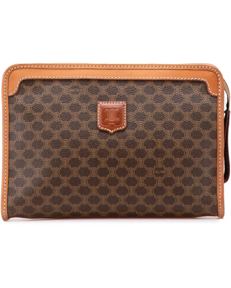 Celine Clutches Macadam Coated Canvas Clutch braun Braun