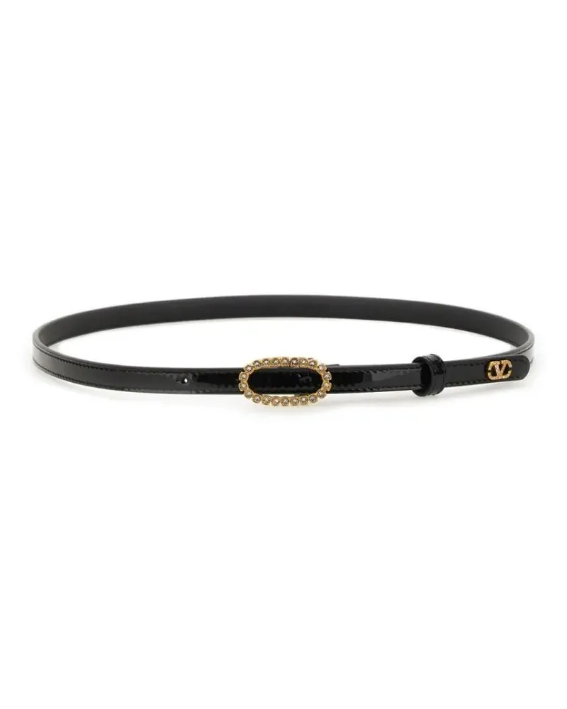 Valentino Garavani Gürtel Black Leather Belt schwarz Schwarz
