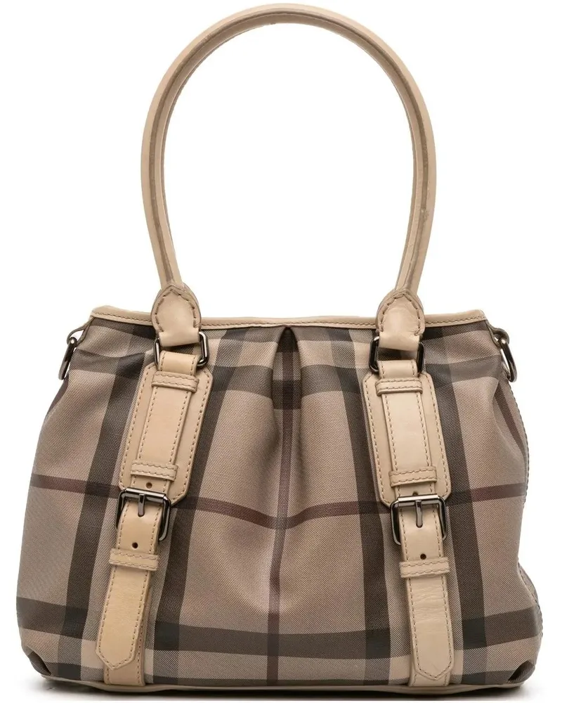 Burberry Hobo Bags Smoke Check Coated Canvas Northfield Satchel braun Braun